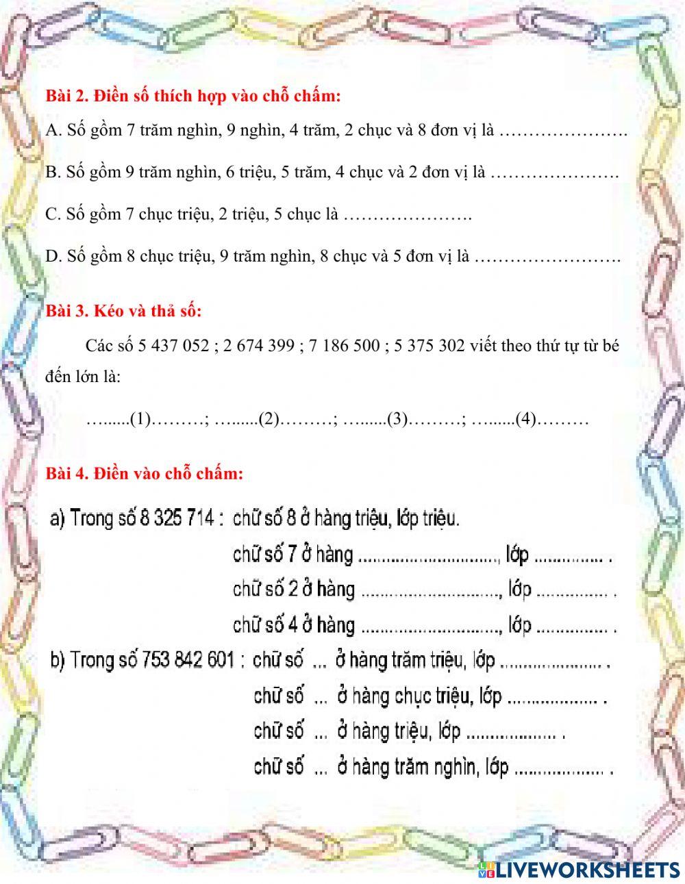 Luyện tập chủ đề số tự nhiên