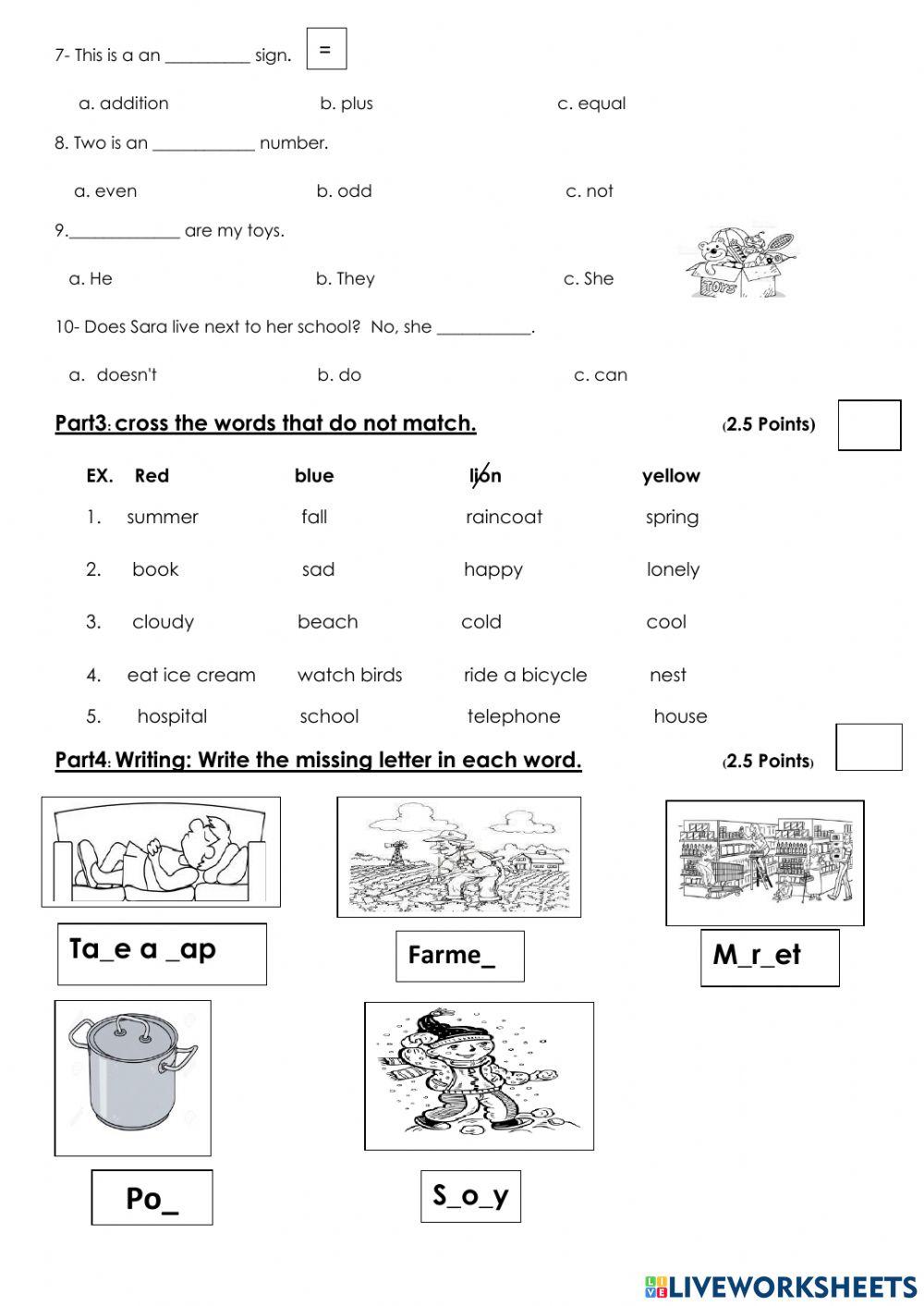 Grade1, Language test: oxford discover semester 1