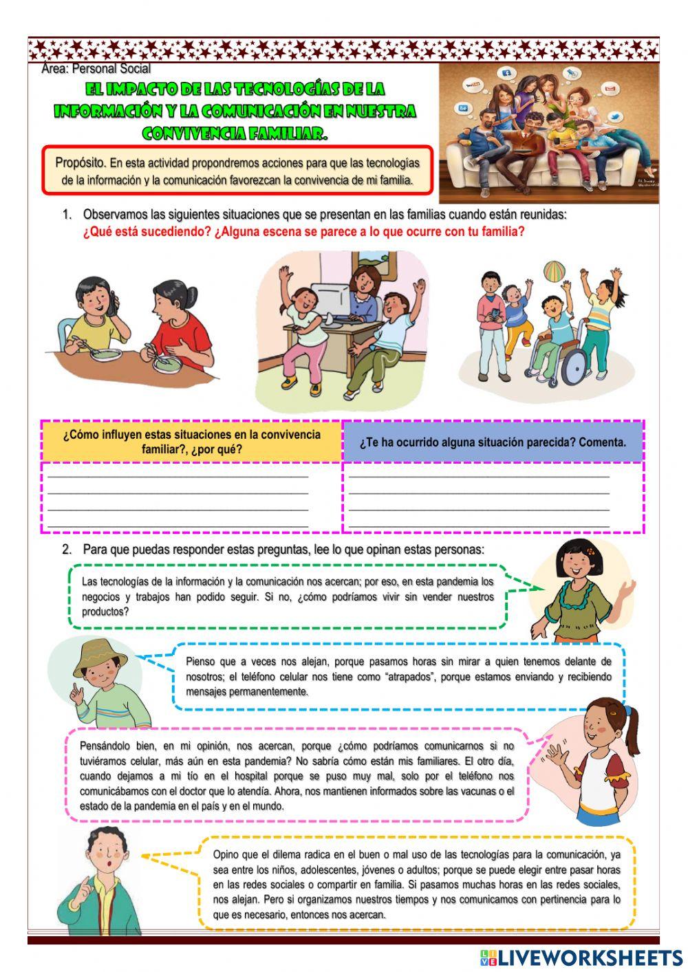 El impacto de las tecnologías de la información y la comunicación en nuestra convivencia familiar.