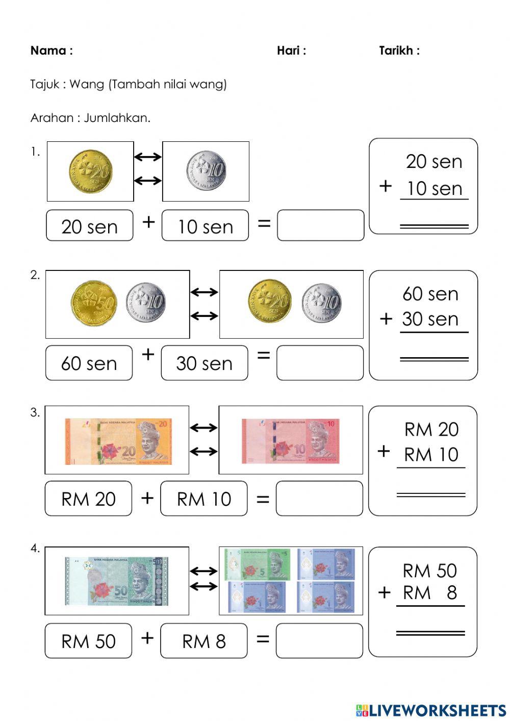 Matematik - Tambah Nilai Wang