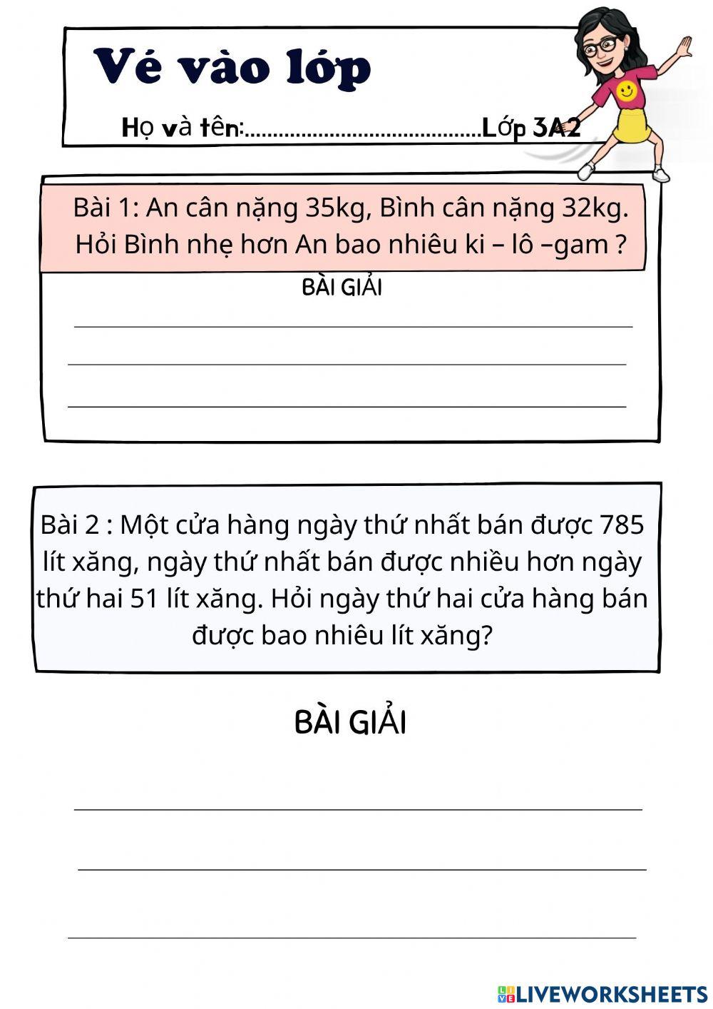 Ôn tập về giải toán