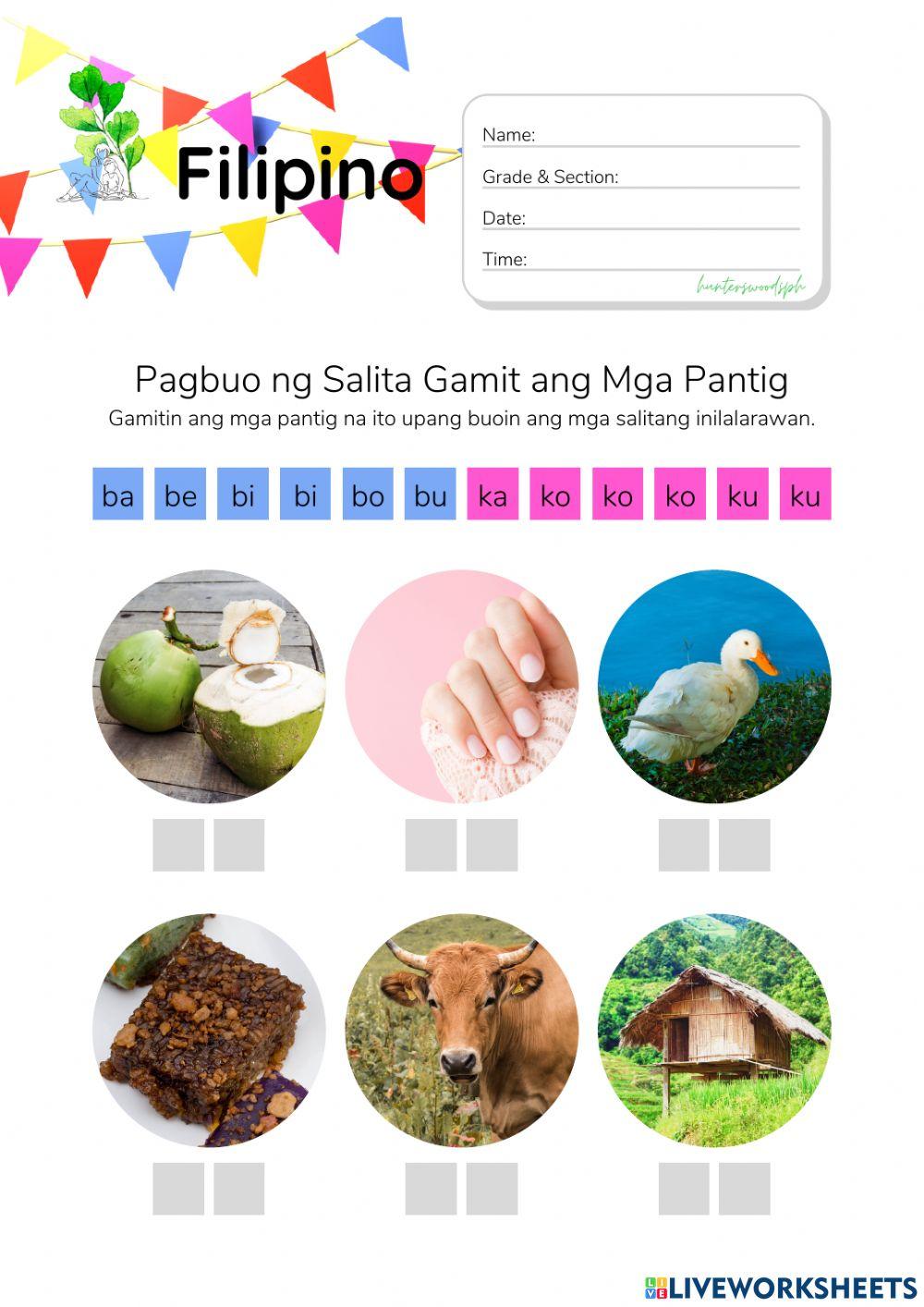 Pagbuo ng Salita Gamit ang Pantig - HuntersWoodsPH.com Worksheet