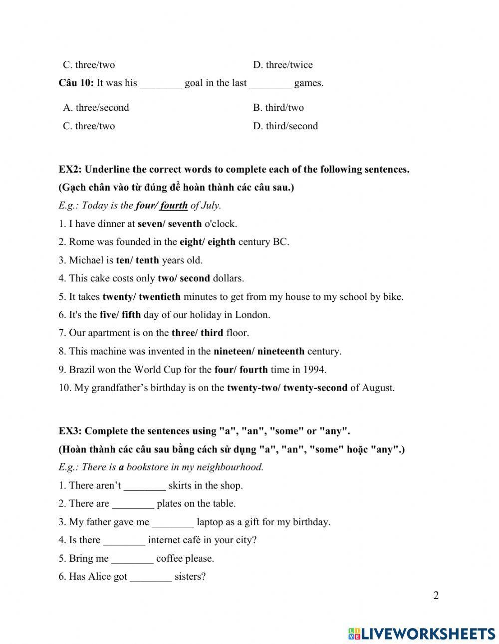 Cardinal - Ordinal Numbers & Quantifiers