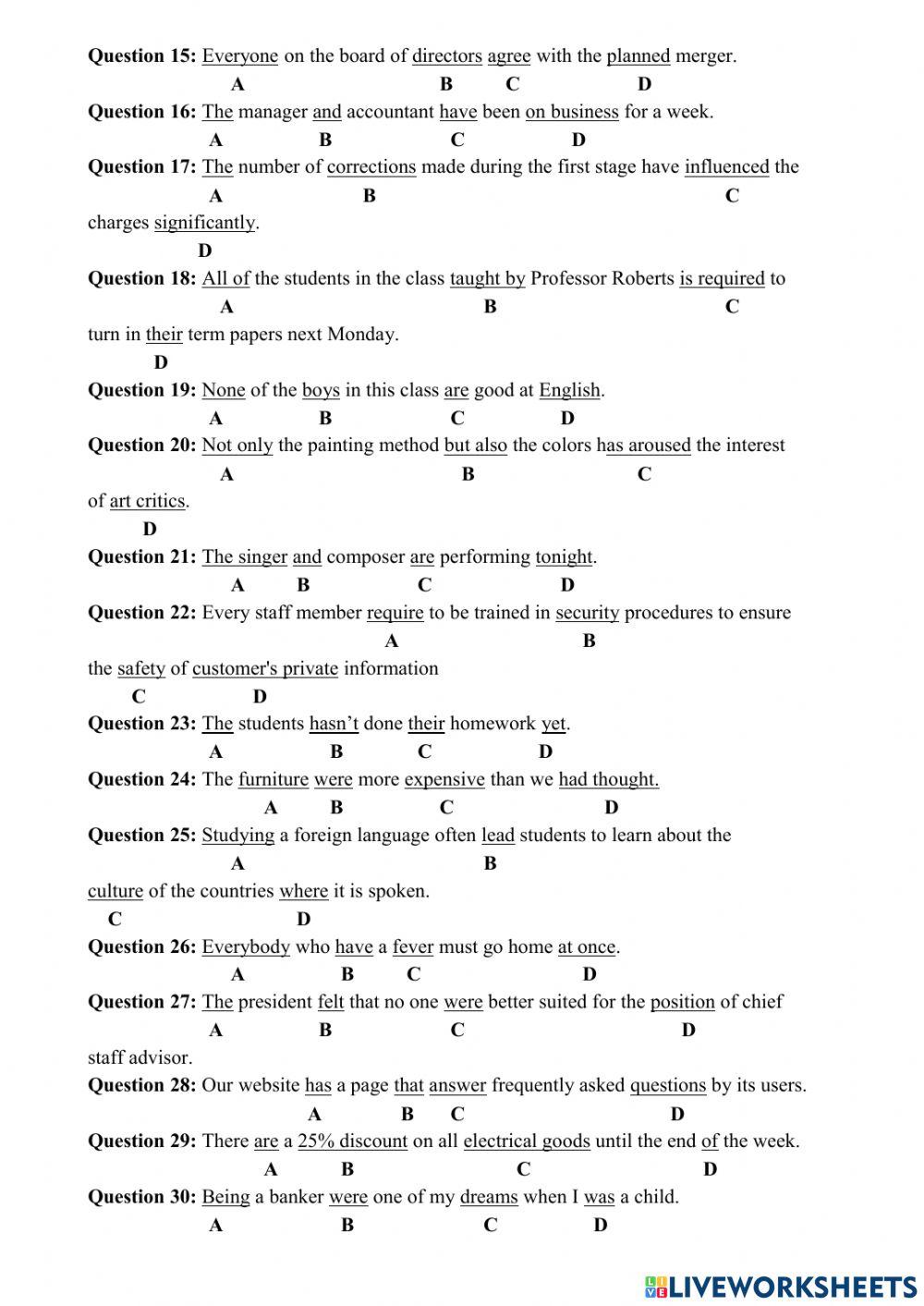 Subject and verb agreement