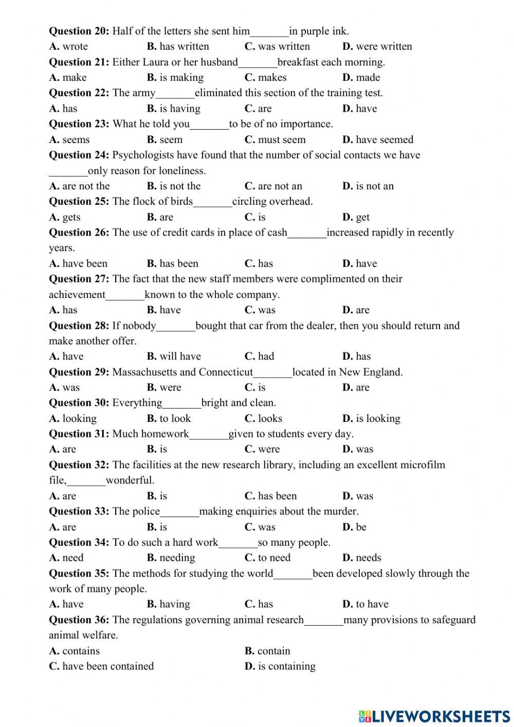 Subject and verb agreement