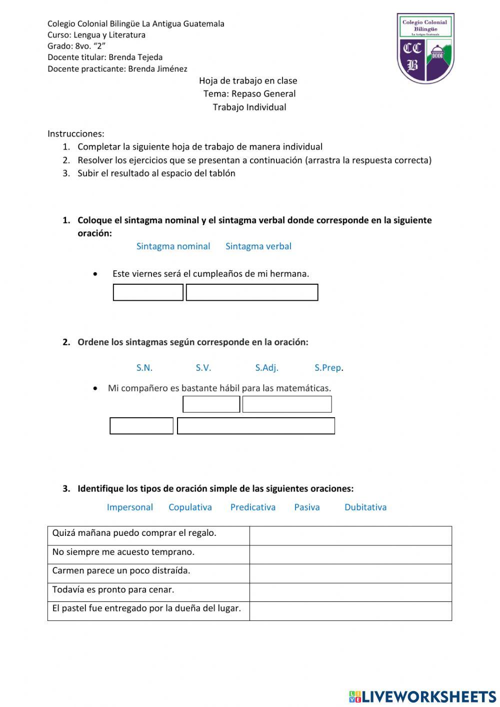 Ejercicio de repaso general