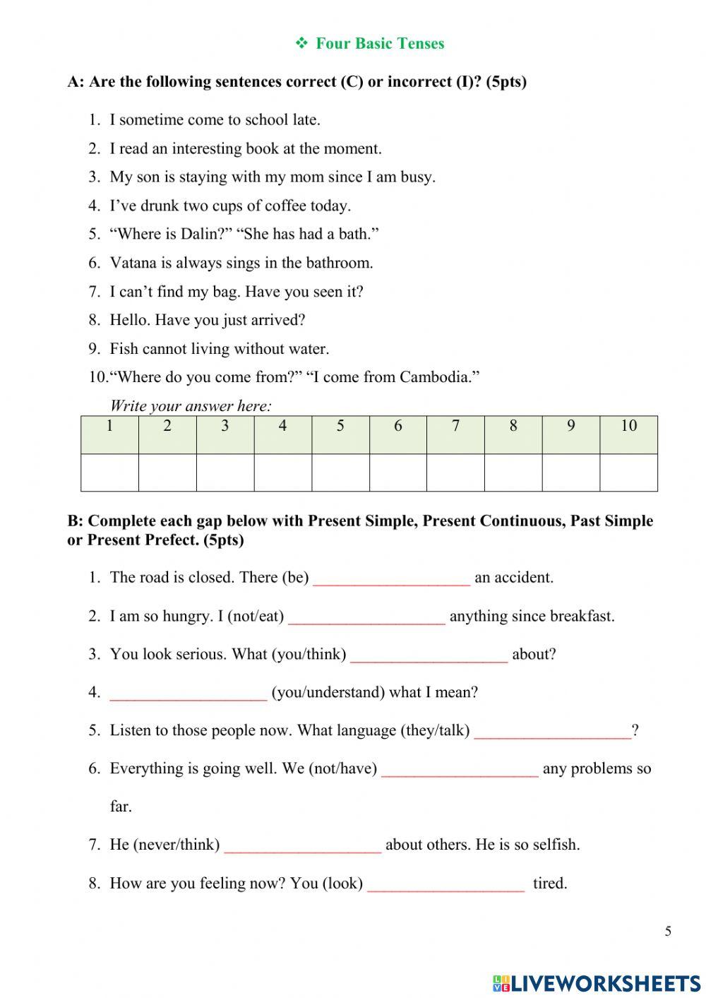Pre-5 Final Grammar Test