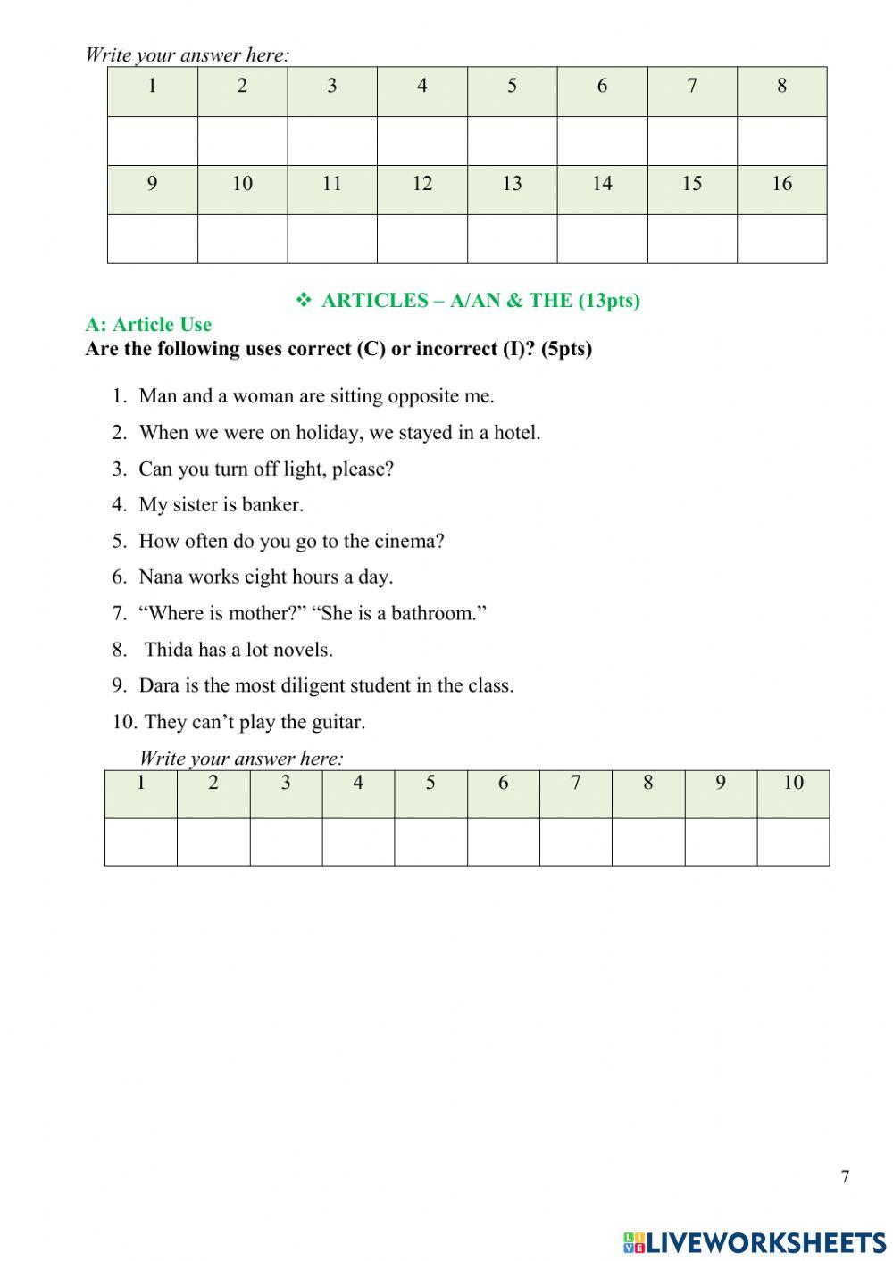 Pre-5 Final Grammar Test