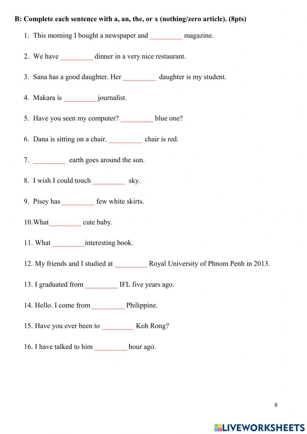 Pre-5 Final Grammar Test