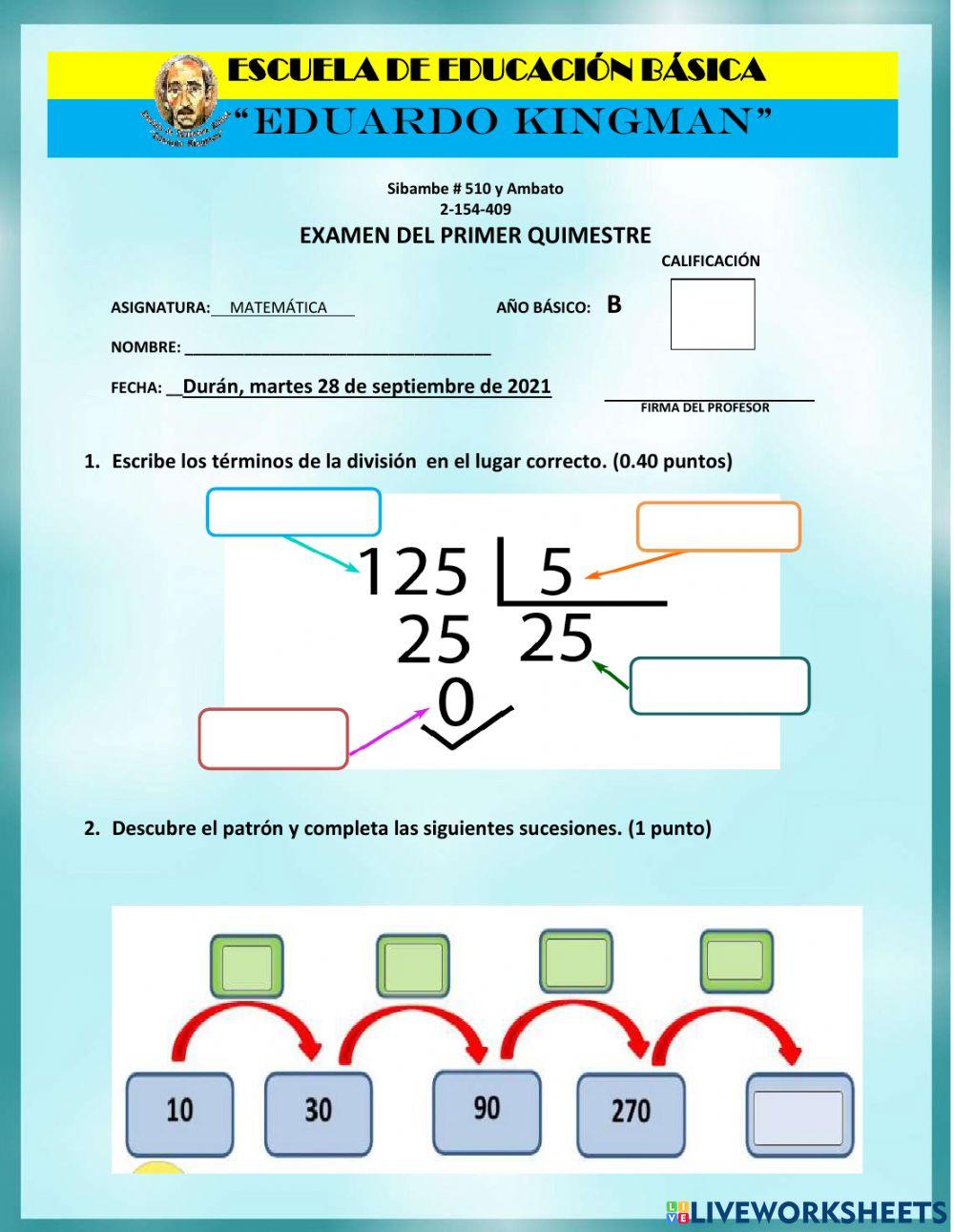 Examen matemática