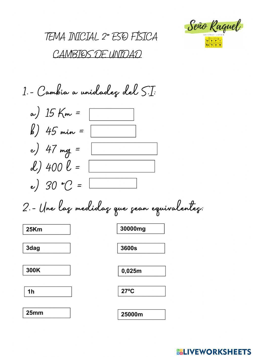 Cambios de unidad 2º ESO