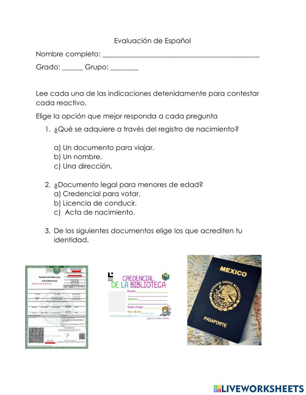 Evalución de Español