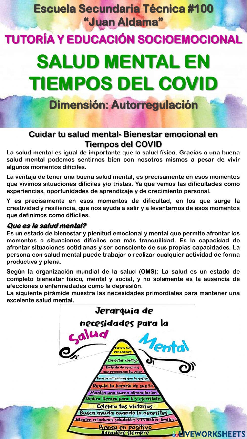 Salud mental en  tiempos del covid