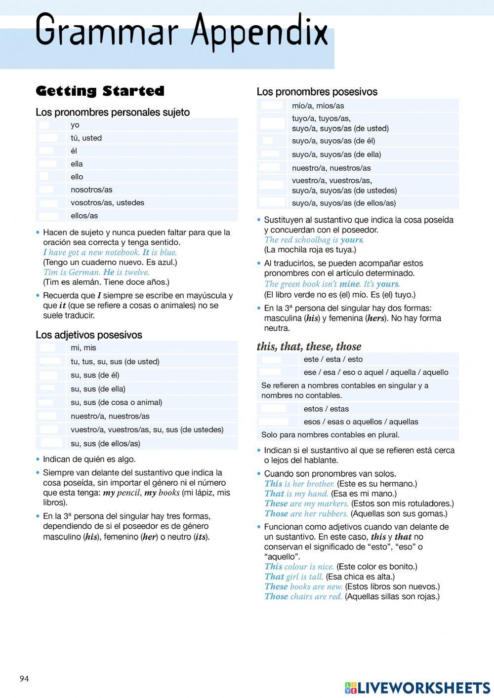 New english in use starter unit grammar