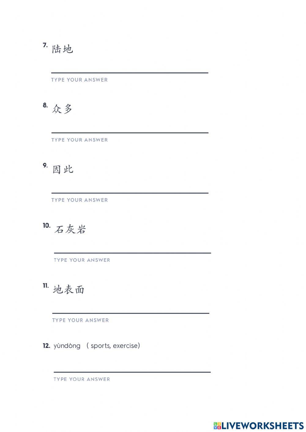 HSK 5 Lesson 5 生词3 worksheets 1