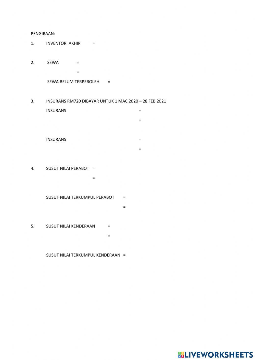 Pengiraan pelarasan susut nilai 1