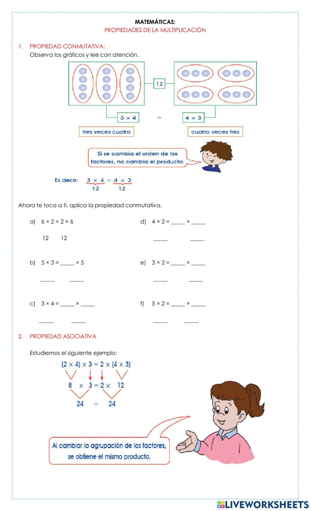 Propiedades de la multiplicación