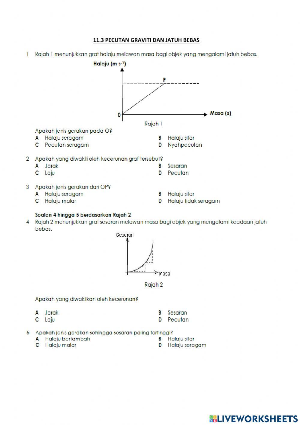 11.3 pecutan graviti dan jatuh bebas