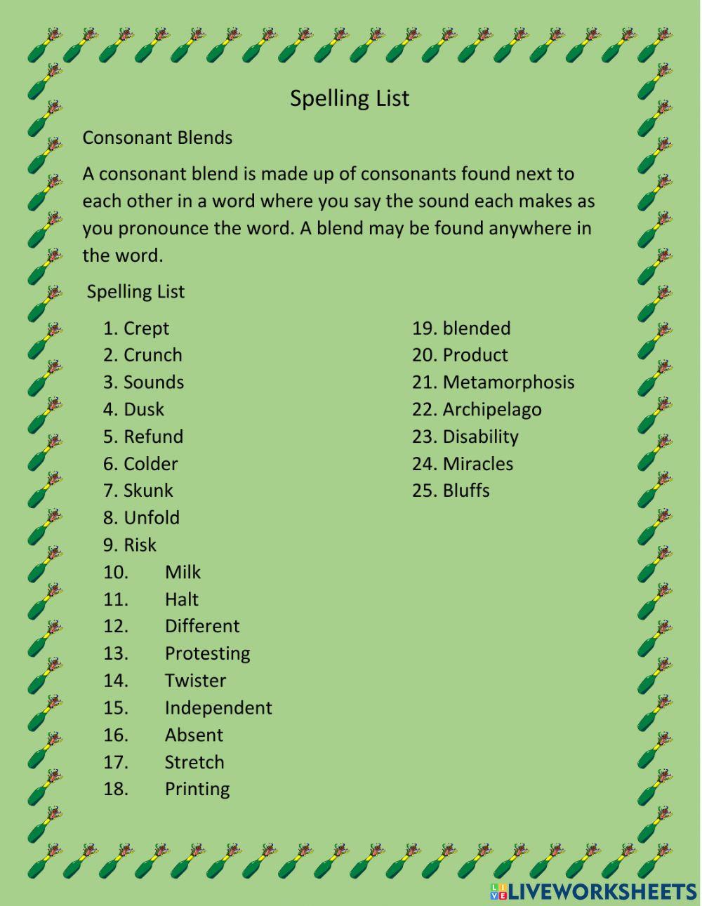 Consonant Blends