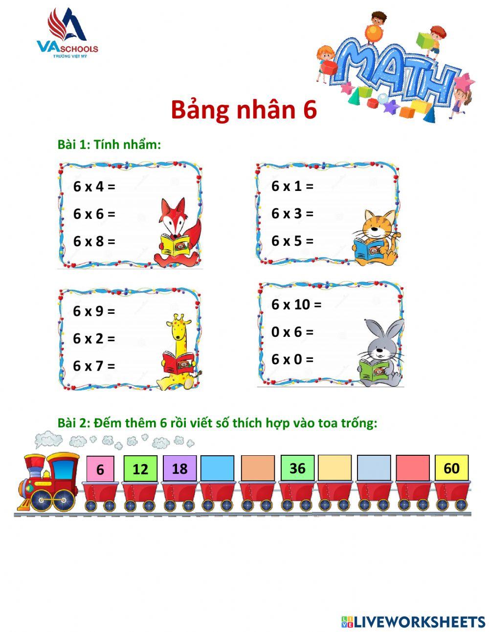 Bảng nhân 6 Bảng nhân 6