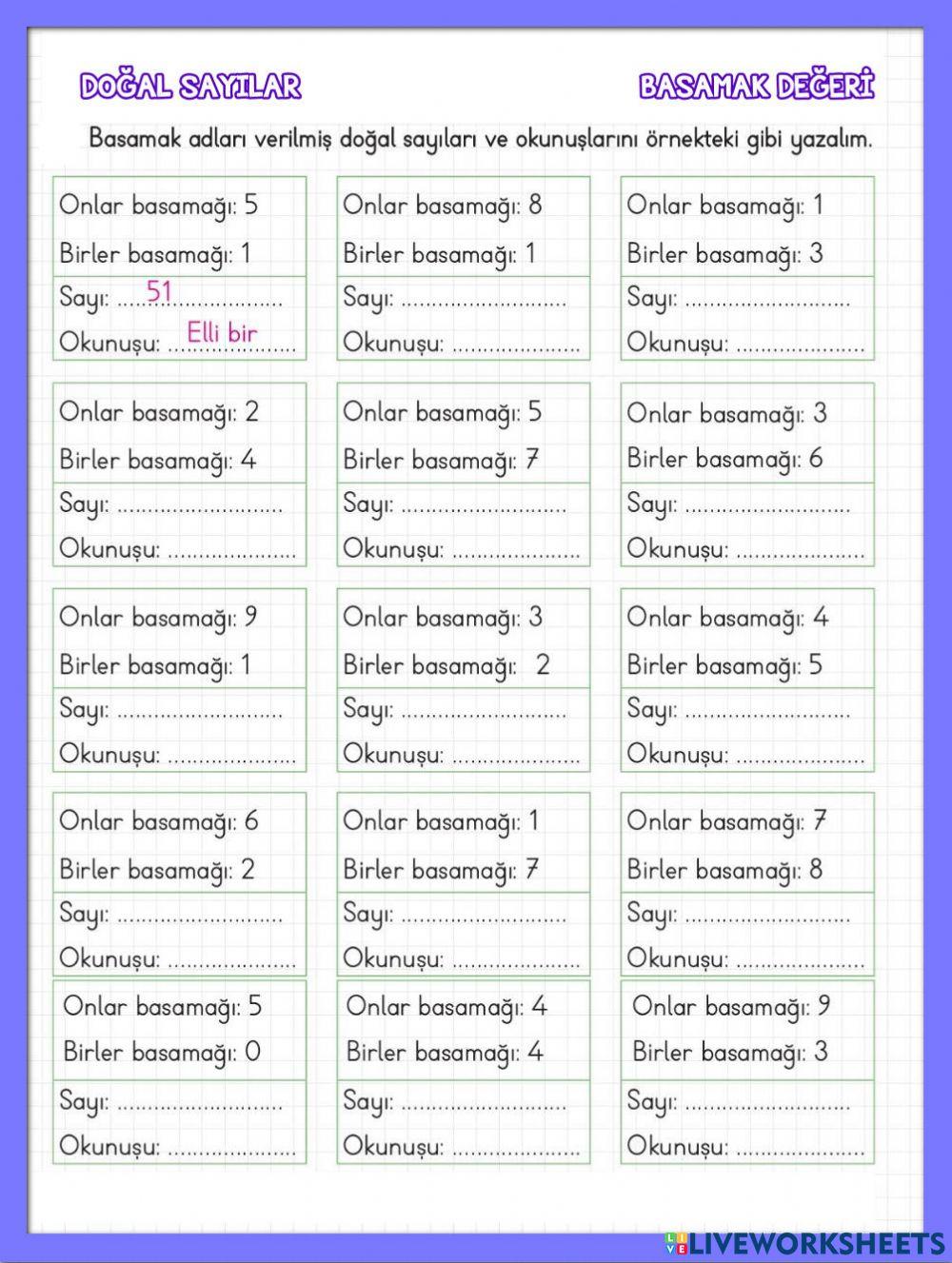 Doğal Sayılar Basamak Değeri-1