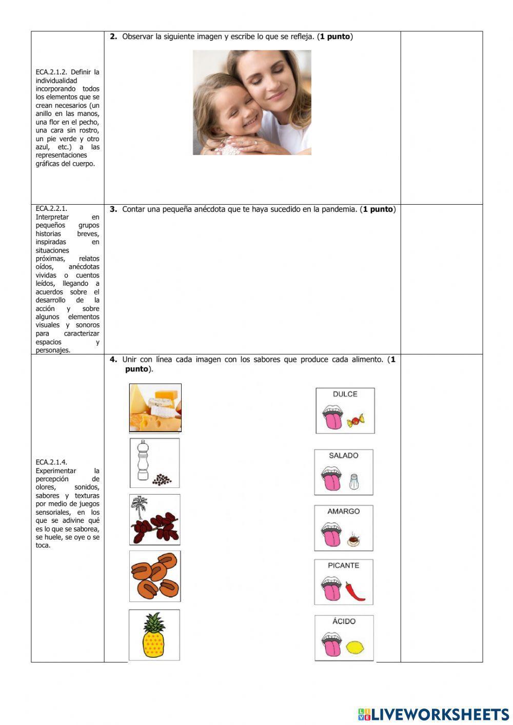 Examen del Primer Quimestre de ECA de Cuarto Grado
