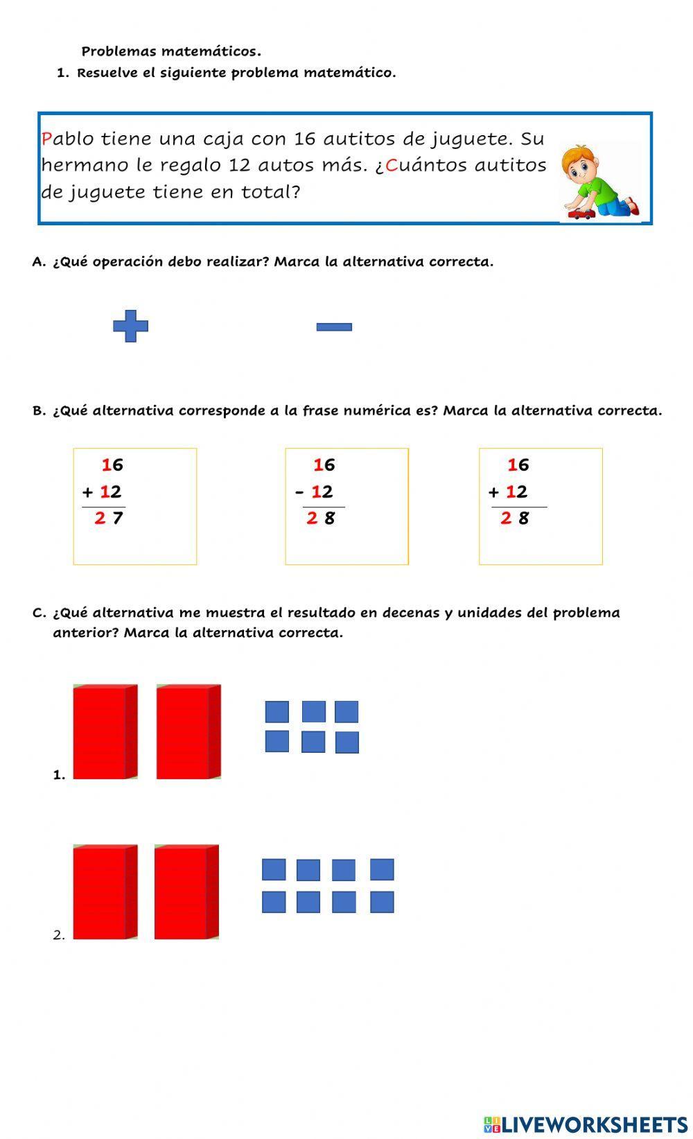 Sumas de unidades y decenas