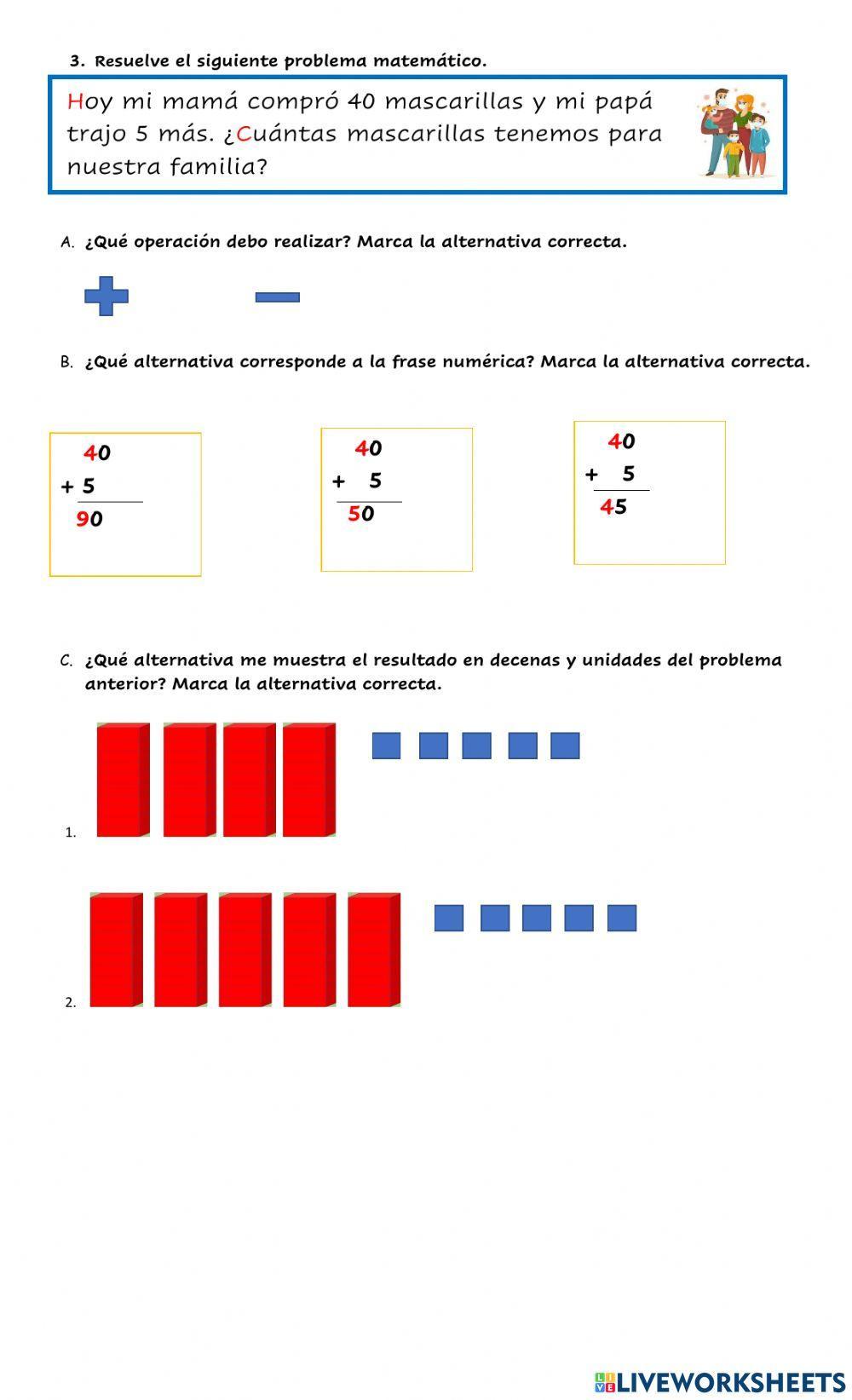 Sumas de unidades y decenas