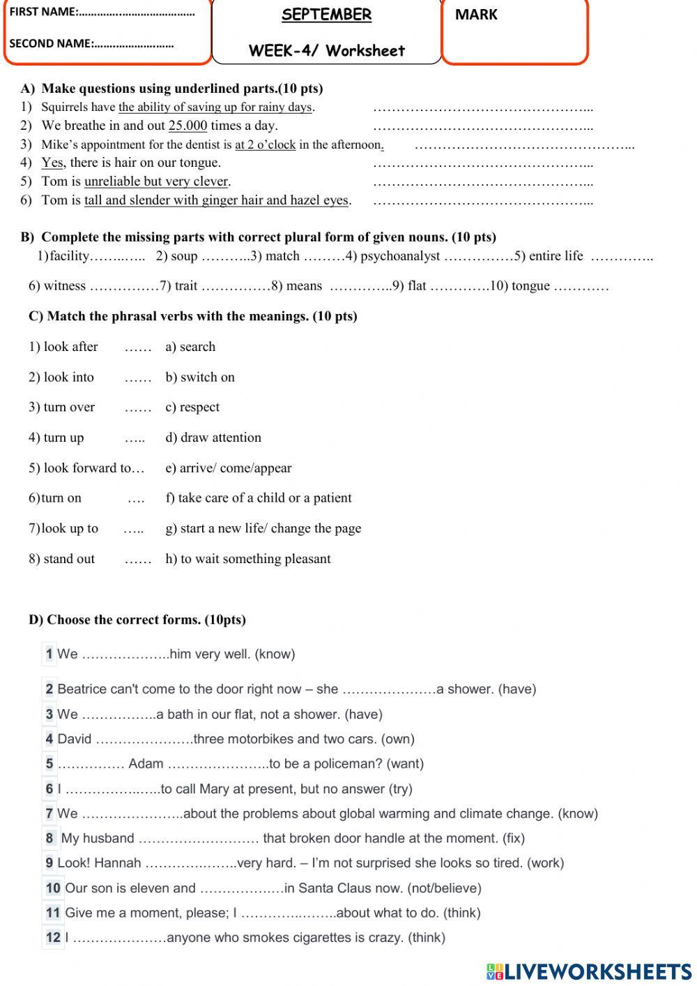 September- week 4- Worksheet-TED