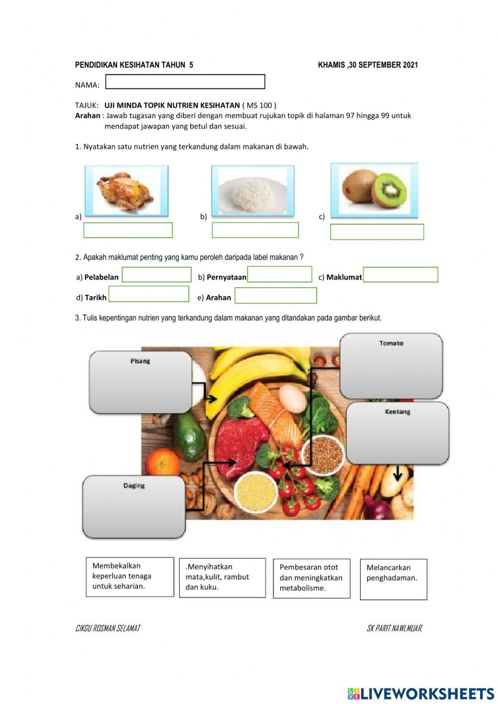 Nutrien kesihatan ( Topikal )