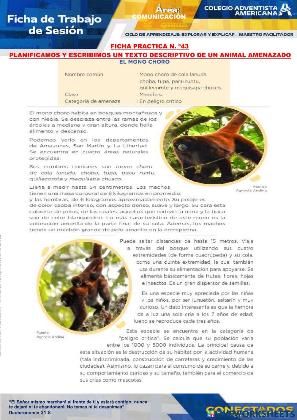 Lectura de animales amenazados