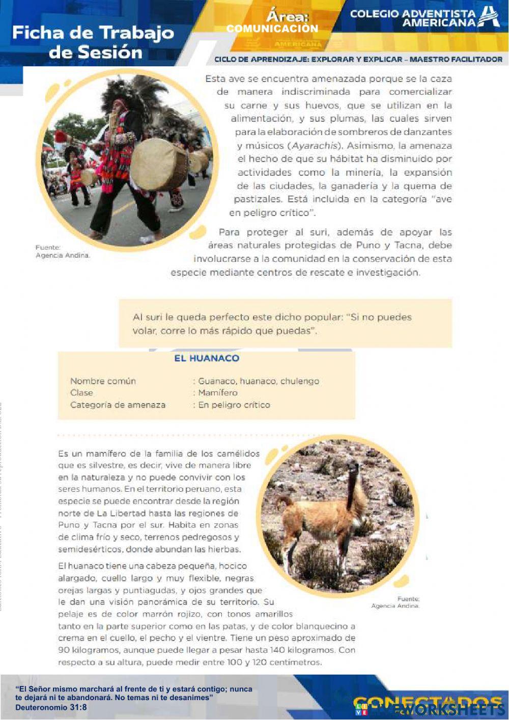 Lectura de animales amenazados