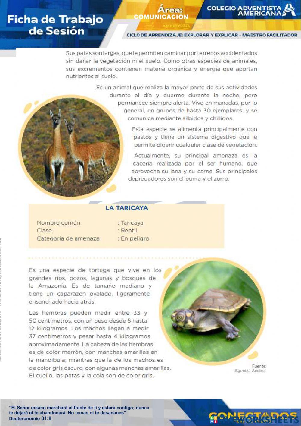 Lectura de animales amenazados