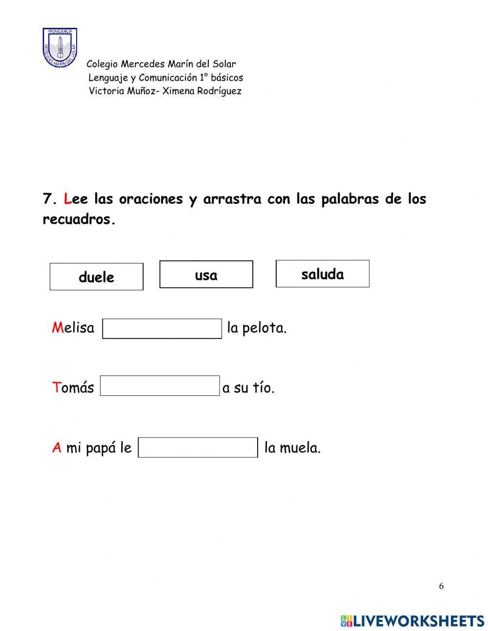 Prueba de Lenguaje primero básico