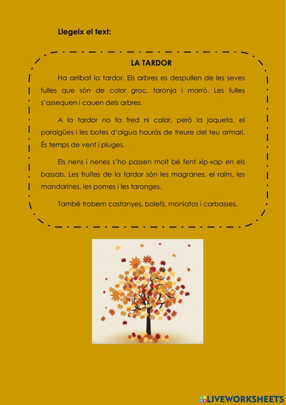 Comprensió lectora tardor