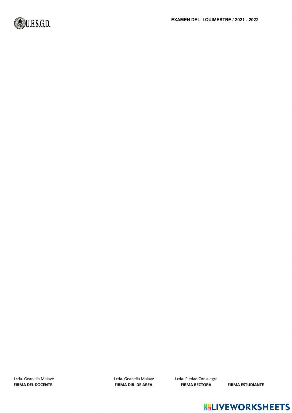 Examen del primer quimestre ccss