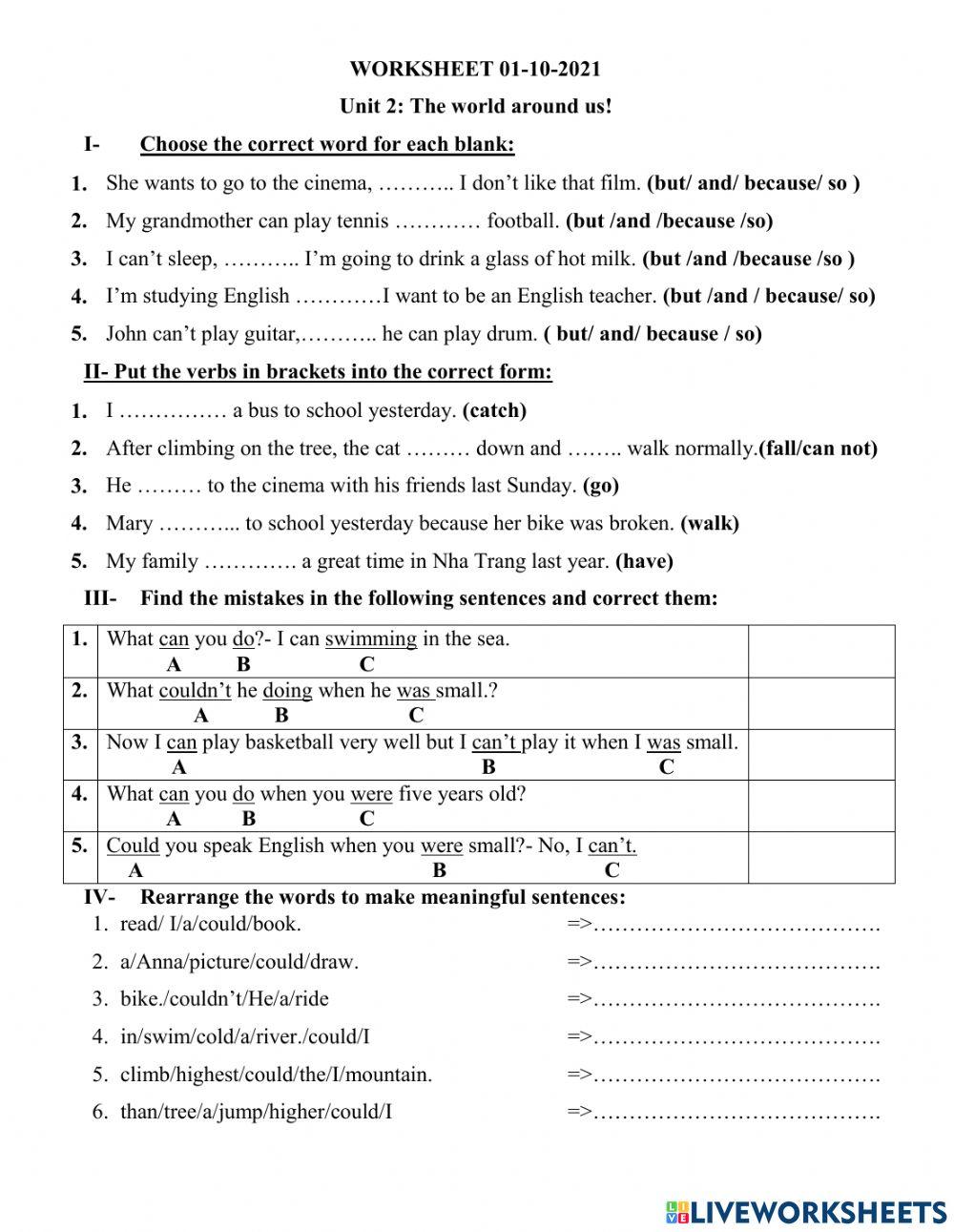 Unit 2: The world around us