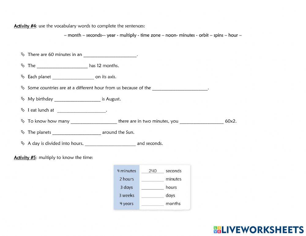 Unit how do we measure time worksheet live worksheets