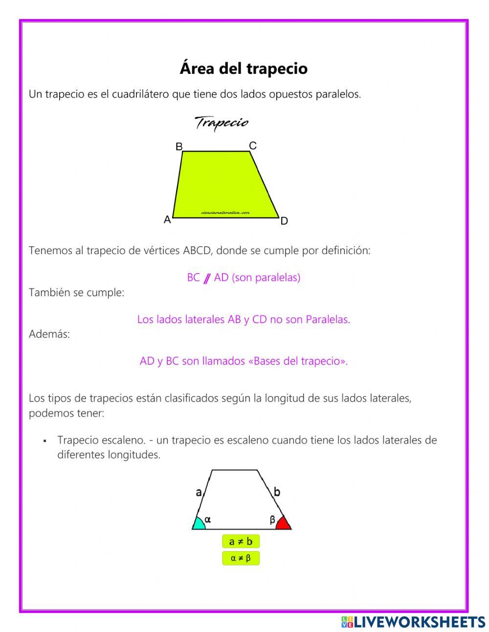 Área del trapecio Área del trapecio