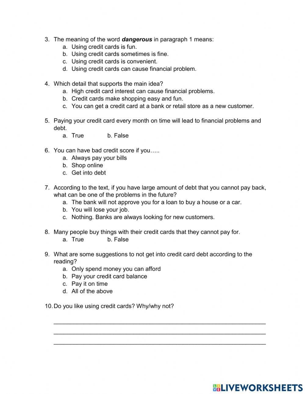 CLB 3-Banking-Reading Skill Building-Comprehending Information