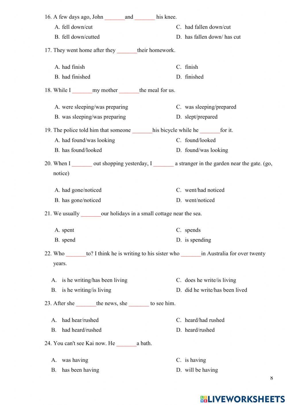 Level 7 Mid-Term Grammar Test