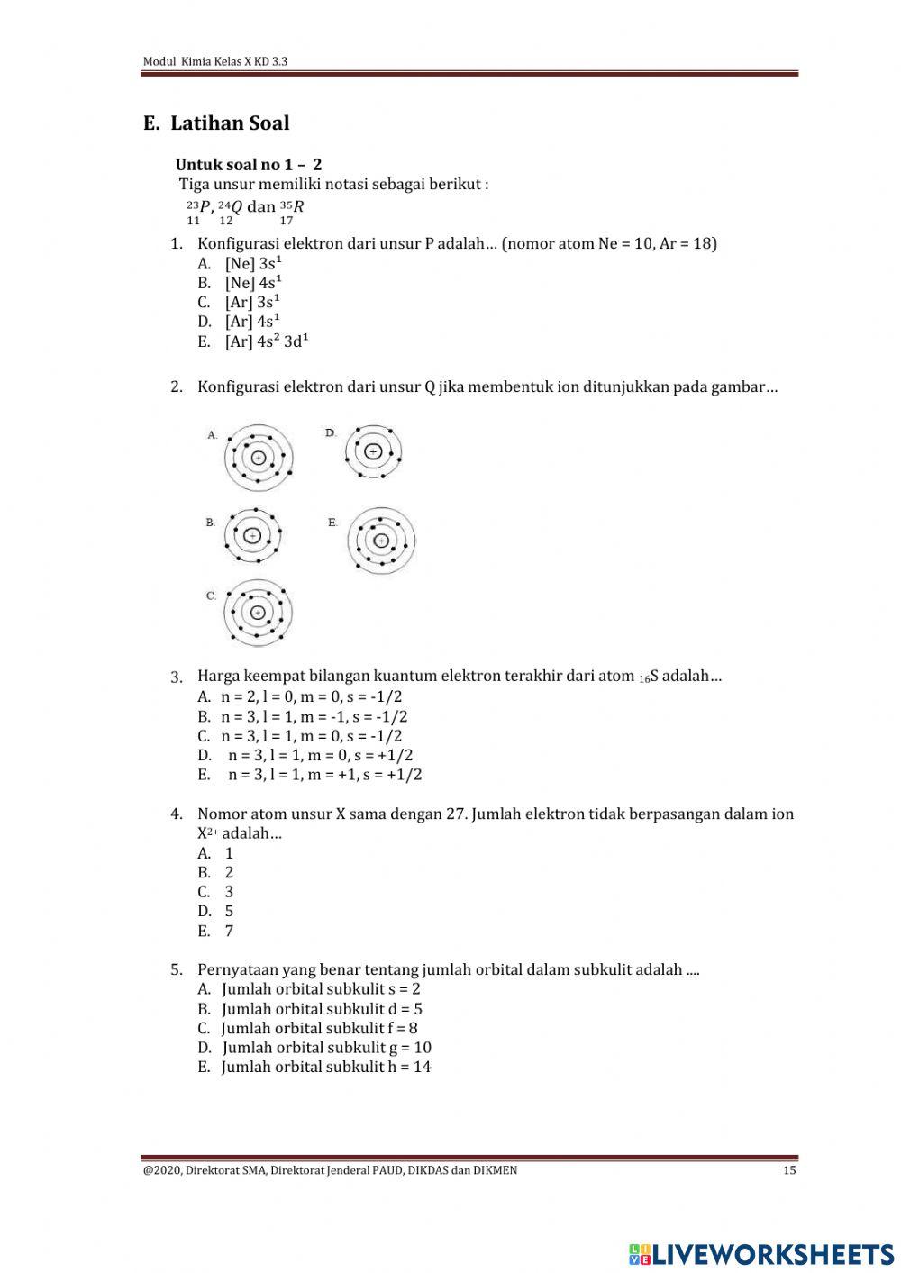Latihan Kimia KD 3.3 Kelas X