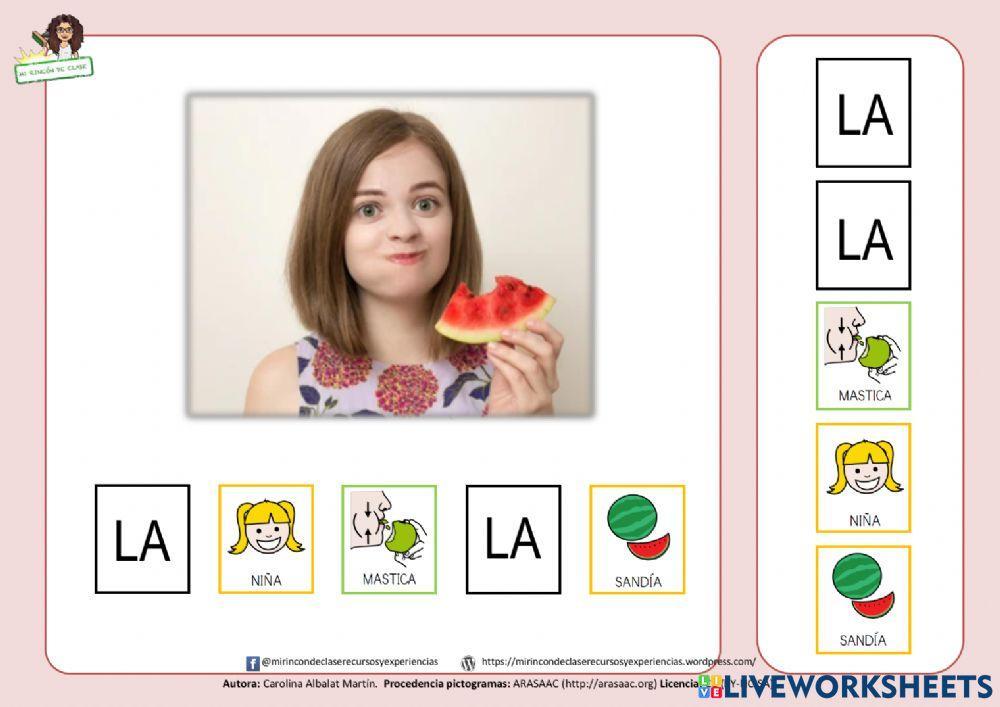 La niña mastica la sandía