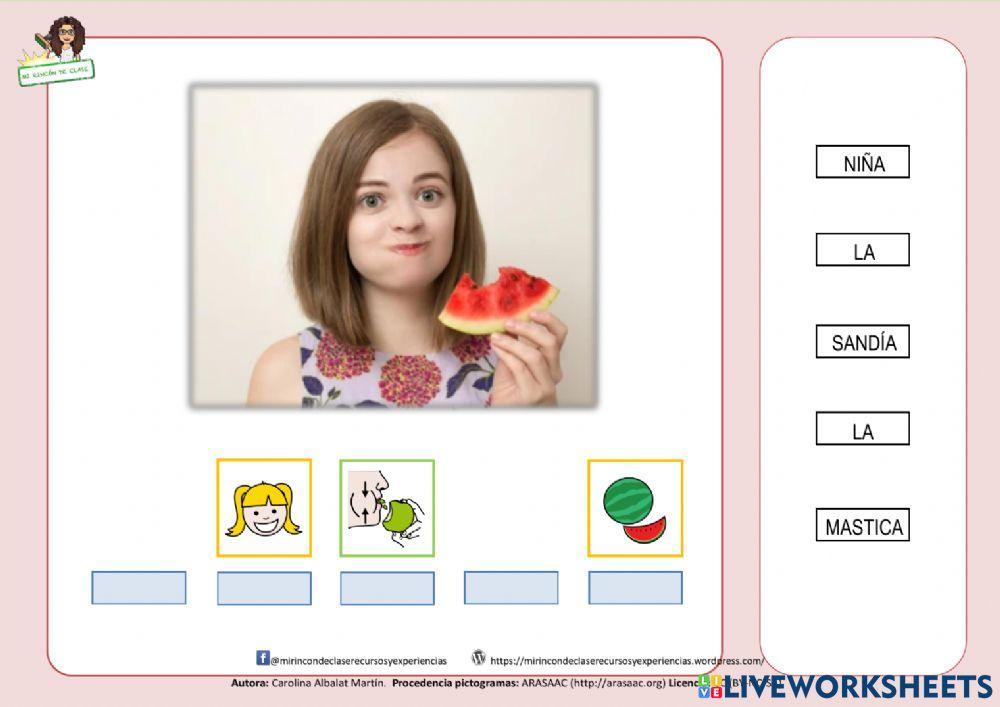 La niña mastica la sandía