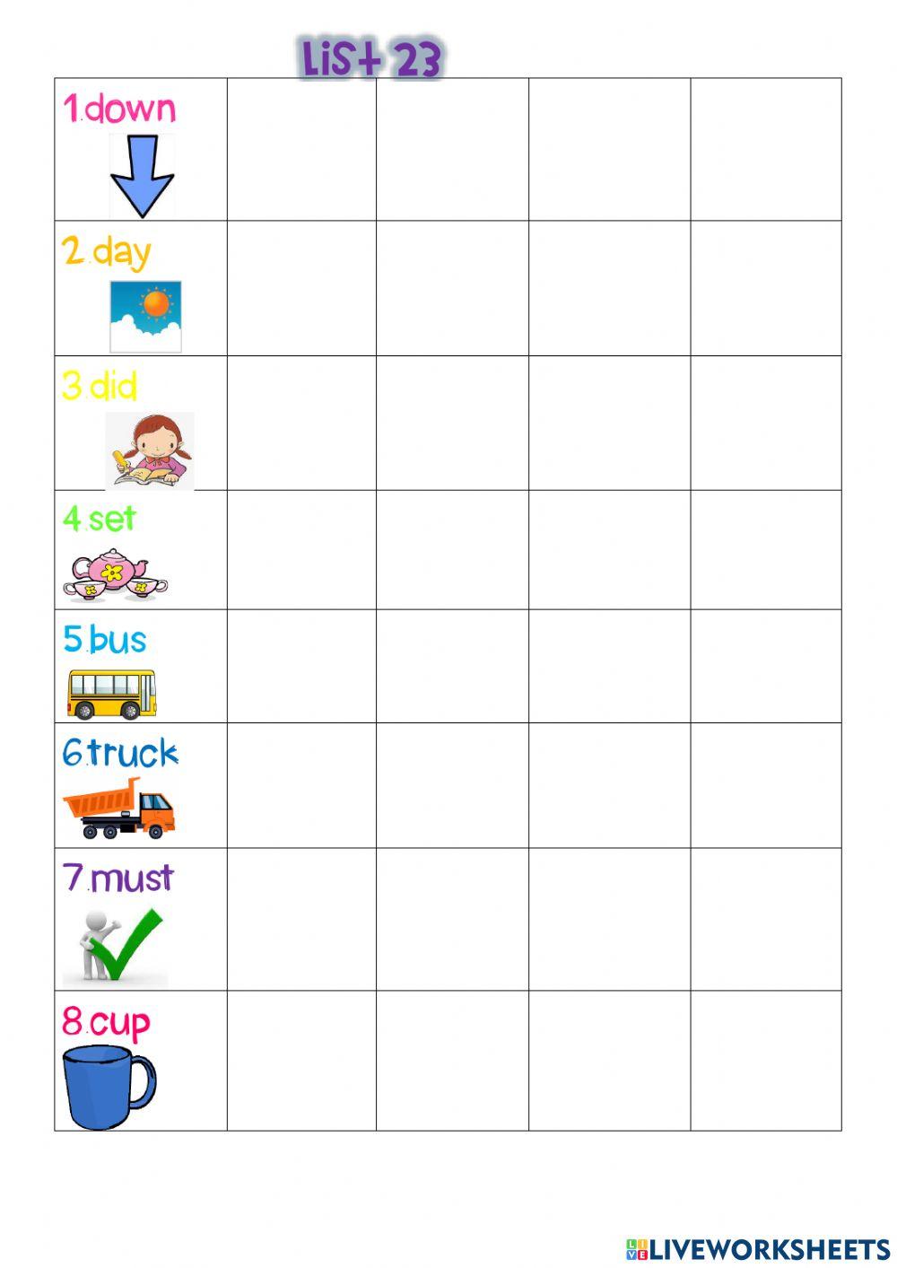 Spelling list Spelling list