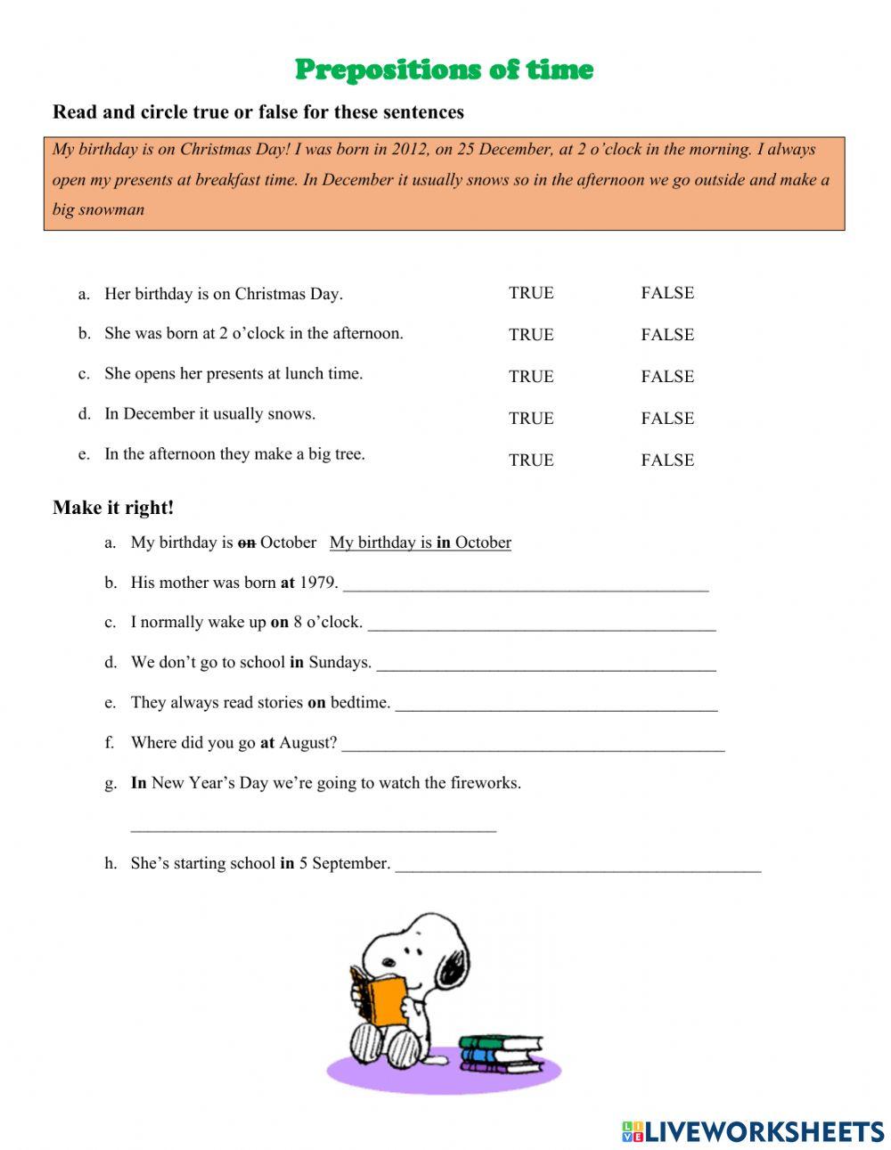 Prepositions of time