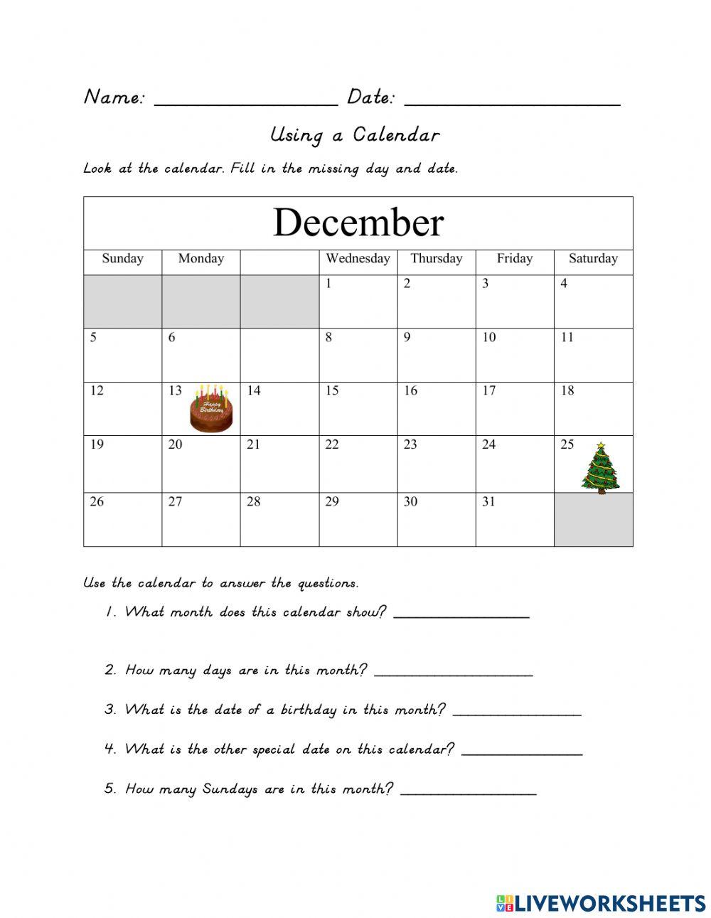 Using a Calendar 1