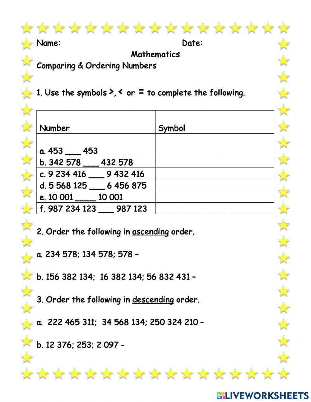 Comparing-Ordering-Subtraction without Regrouping