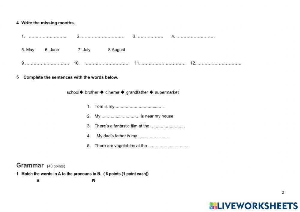 Diagnostic Test 1º ESO