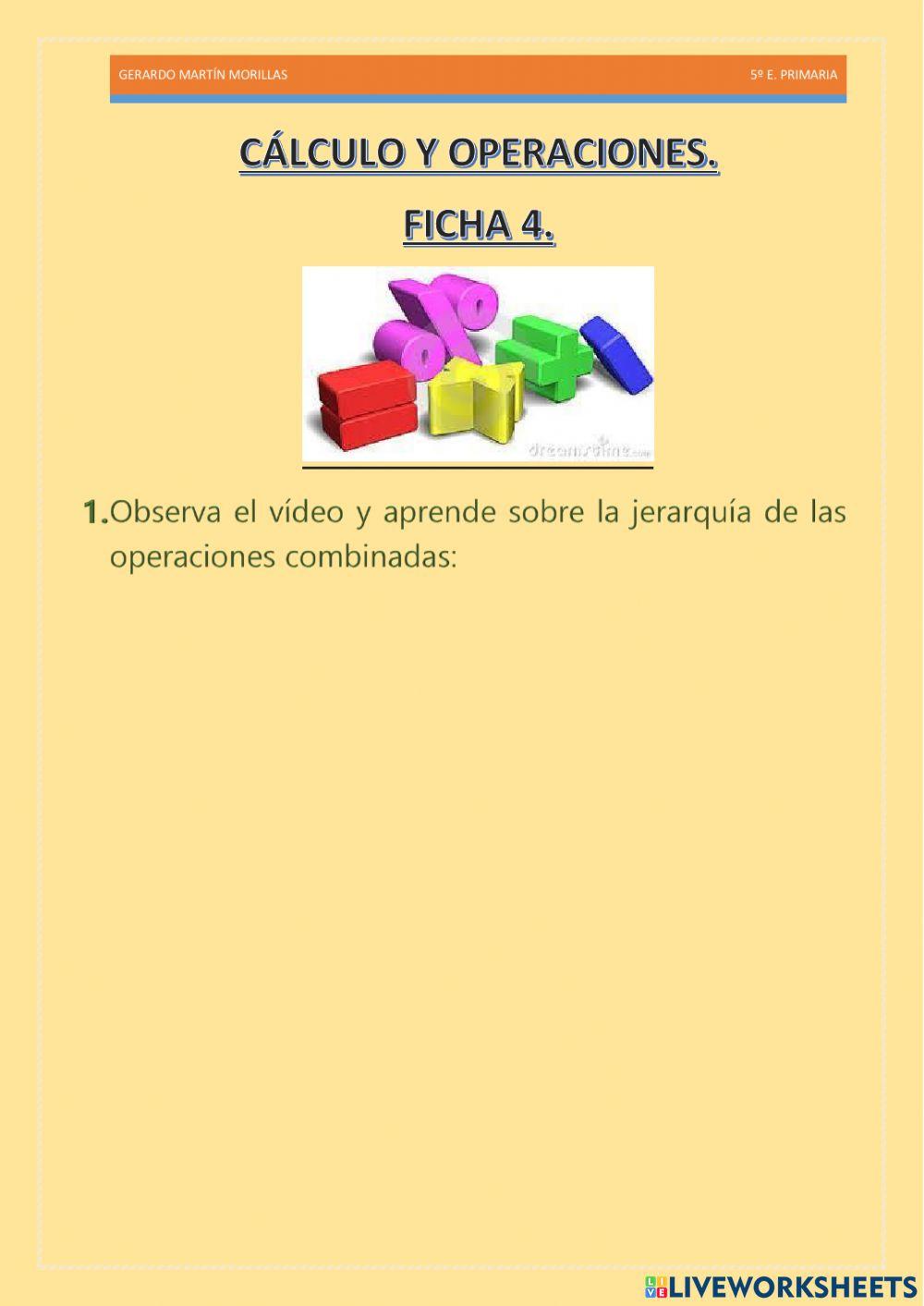 Cálculo y operaciones. Ficha 4.